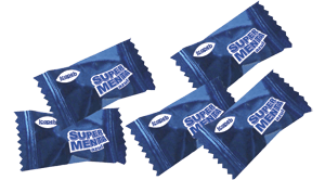 Funda de caramelos super menta azul en Quito, Guayaquil y todo Ecuador de fábrica de golosinas Icapeb