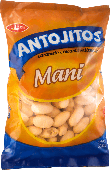 Funda de caramelos antojitos maní en Quito, Guayaquil y todo Ecuador de fábrica de golosinas Icapeb