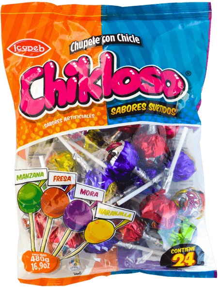 Funda de chupetes  Chicloso  en Quito, Guayaquil y todo Ecuador de fábrica de golosinas Icapeb