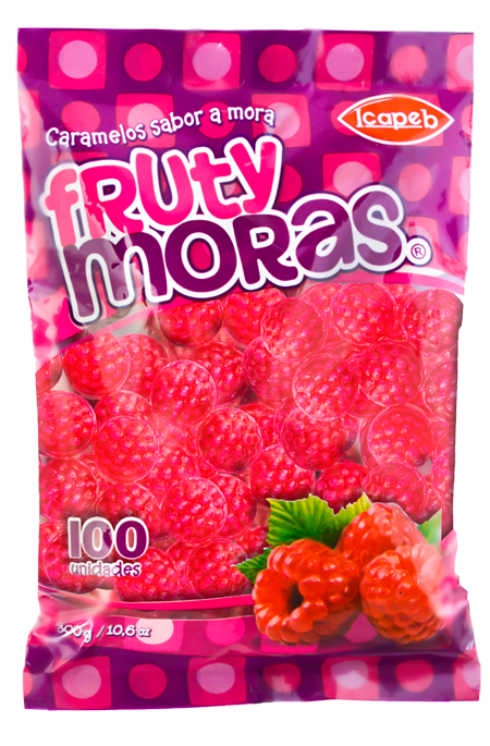 Funda de caramelos fruti mora en Quito, Guayaquil y todo Ecuador de fábrica de golosinas Icapeb