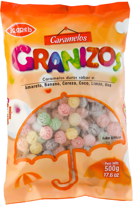 Funda de caramelos granizos en Quito, Guayaquil y todo Ecuador de fábrica de golosinas Icapeb