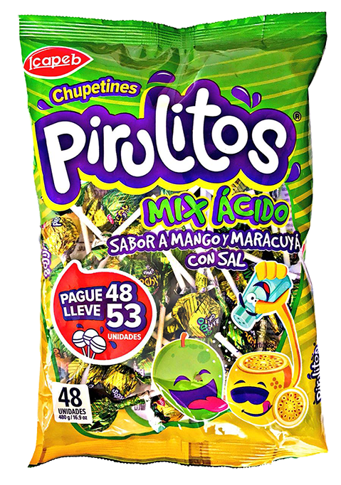 Funda de chupetes  pirulitos tamarindo  en Quito, Guayaquil y todo Ecuador de fábrica de golosinas Icapeb